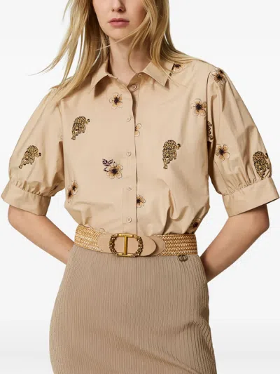 Twinset All Over-embroidery Shirt In Neutral