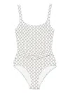 Twinset All-over Logo-print Swimsuit In White