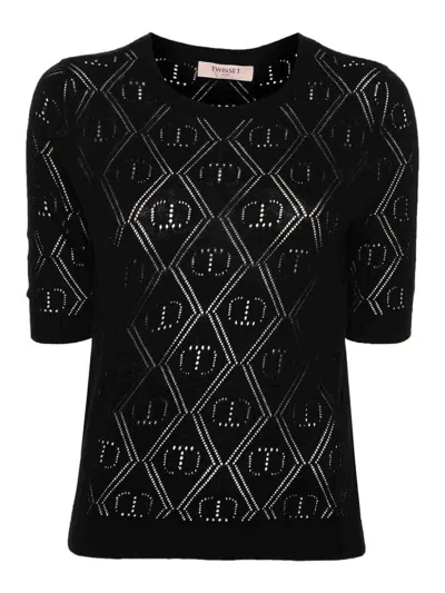 Twinset All-over Logo Shirt In Black