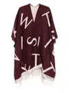 Twinset Alphabet-print Fringed Cape In Red