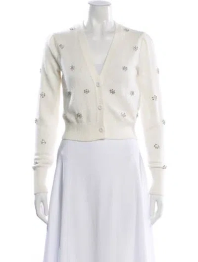 Pre-owned Twinset Angora V-neck Sweater In White