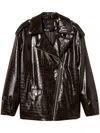 TWINSET ANIMAL-PATTERN BIKER JACKET