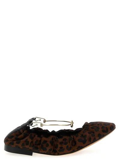 Twinset Animal Print Ballet Flats In Brown