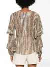Twinset Animal Print Blouse With Ruffled Sleeves In Brown