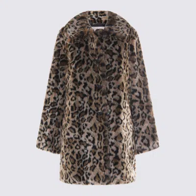 Twinset Animal Print Coat In Brown