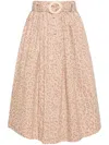 Twinset Animal-print Cotton Midi Skirt In Neutrals