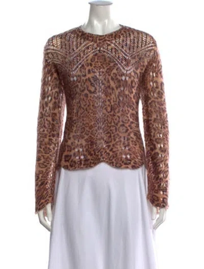 Pre-owned Twinset Animal Print Crew Neck Sweater In Multicolor