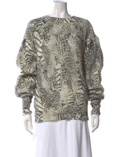Pre-owned Twinset Animal Print Crew Neck Sweater W/ Tags In Grey