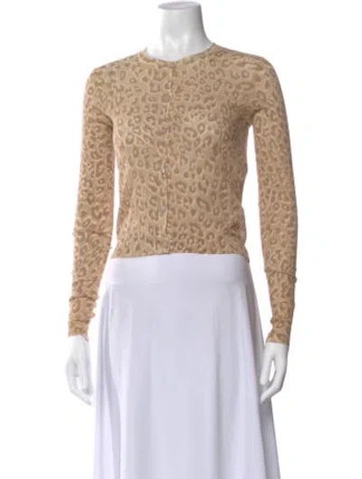 Pre-owned Twinset Animal Print Crew Neck Top W/ Tags In Neutral