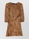 Twinset Leopard-print Puff-sleeve Mini Dress In Animal Print