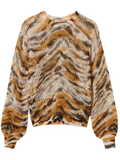 Twinset Animal Print Jumper In Multicolor