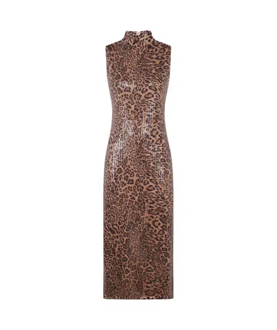Twinset Animal Print Knitted Mid-length Dress In Brown