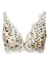 Twinset Animal-print Lace-trimmed Bra In White