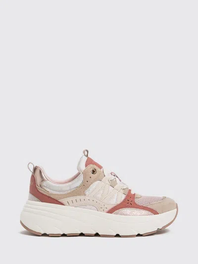 Twinset Animal Print Leather And Mesh Sneakers With Double Pull-tab In Multi