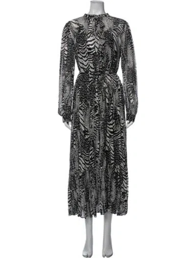 Pre-owned Twinset Animal Print Long Dress W/ Tags In Black