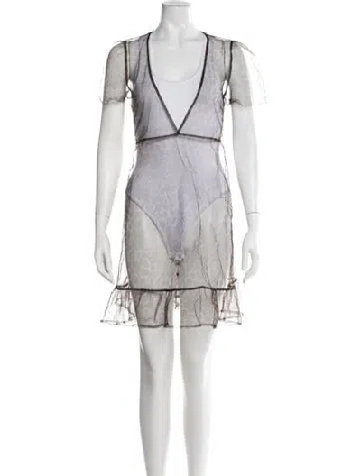 Pre-owned Twinset Animal Print Mini Dress In Gray
