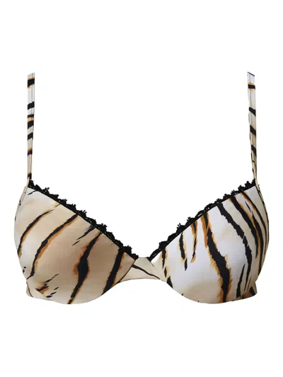 Twinset Animal-print Push-up Bikini Top In Neutral