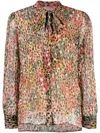 Twinset Animal-print Pussy-bow Blouse In 红色