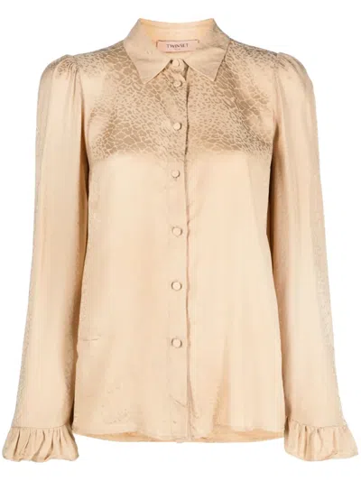 Twinset Long Sleeve Shirt In Brown