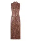 Twinset Animal Print Knitted Mid-length Dress In Brown