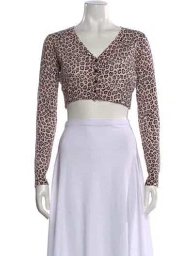 Pre-owned Twinset Animal Print V-neck Crop Top In Multi