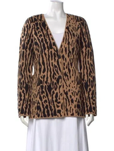 Pre-owned Twinset Animal Print V-neck Sweater In Neutral