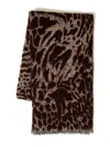 Twinset Étole Jacquard Avec Motif Animalier In Brown