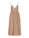 Twinset Animal-print Cotton Midi Dress In Beige