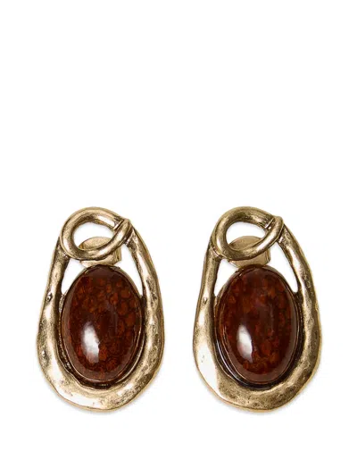 Twinset Animal-print Cabochon Earrings In Gold