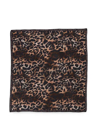 Twinset Animal-print Kefiah In Brown