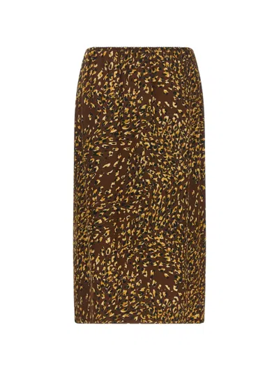 Twinset Animal-print Midi Skirt In Brown
