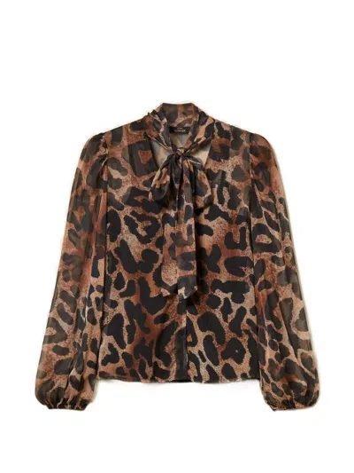 Twinset Animal-print Voile Shirt In Animal Print