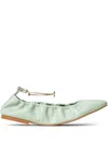 Twinset Ankle-strap Ballet Flats In Green