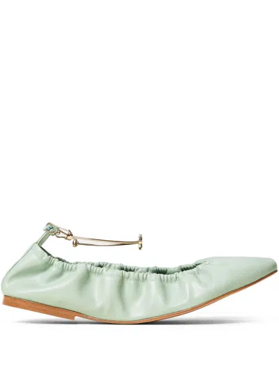 Twinset Ankle-strap Ballet Flats In Green