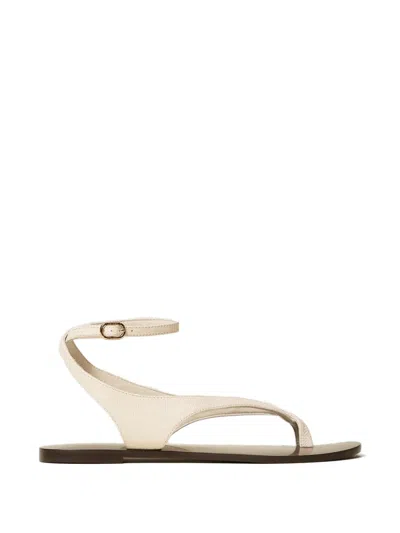 Twinset Ankle-strap Leather Sandals In Neutral