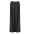 Twinset Grey Palazzo Pants With Logo Plaque On The Rear And Pences In Viscose Blend Stretch Woman In Black