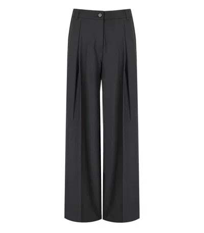 Twinset Anthracite Grey Wide Leg Pants In Black