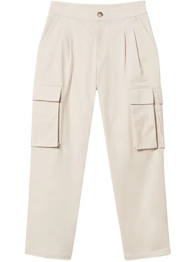 Twinset Asymmetric Cargo Pockets Trousers In Neutrals