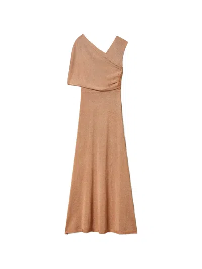 Twinset Asymmetric Maxi Dress In Neutral
