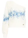 Twinset Asymmetric Open-knit Top In Neutrals