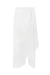 Twinset Asymmetric Poplin Skirt In Bianco Ottico