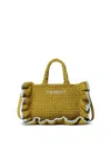 Twinset Mustard Yellow Rectangular Knit Handbag In Yellow