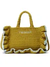 Twinset Mustard Yellow Rectangular Knit Handbag In Yellow