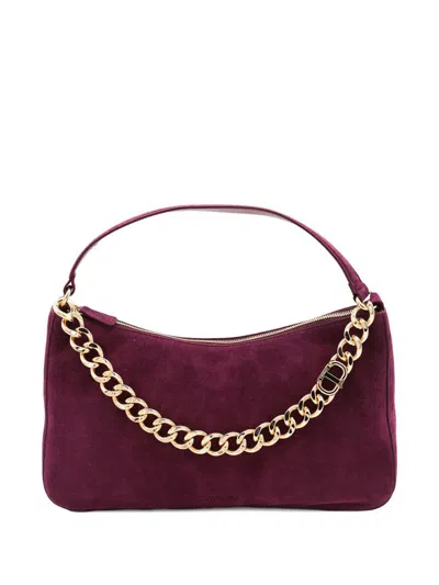 TWINSET TWINSET LILIANE HOBO BAG IN BURGUNDY SUEDE LEATHER