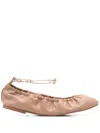 Twinset Ankle-strap Ballerina Shoes In Camel