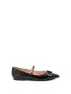 Twinset Black Leather Ballet Flats In Black  