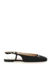 Twinset Black Ballet Shoes With Square Toe And Logo Plaque On The Front In Tech Fabric Woman In Black