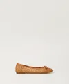 Twinset Ballet Flats With A Woven Upper And Bow In Brown