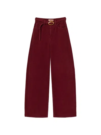 Twinset Balloon Corduroy Trousers In Red