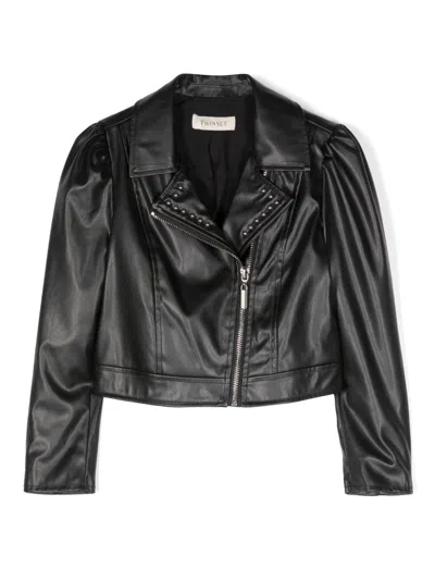 Twinset Kids'  Bambini Giacca Biker Con Dettagli Borchiati In Black